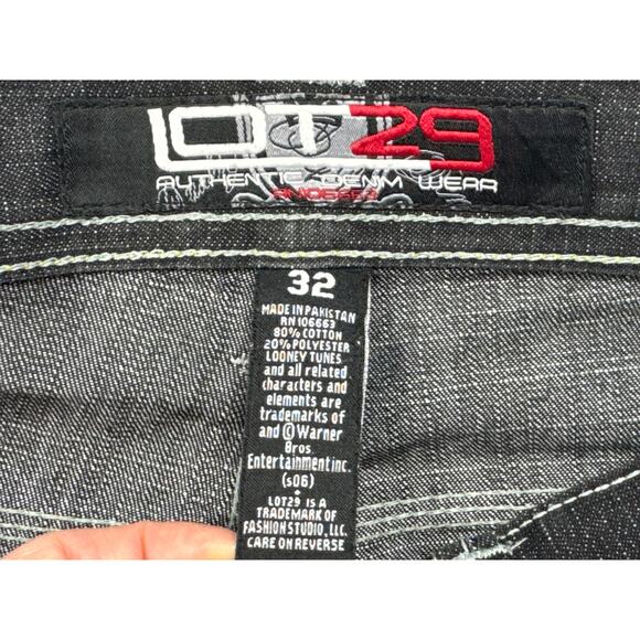 Lot29 Men's Marvin the Martian Baggy Wide Leg Black Denim Jeans - 32 (34x33) - Picture 5 of 5